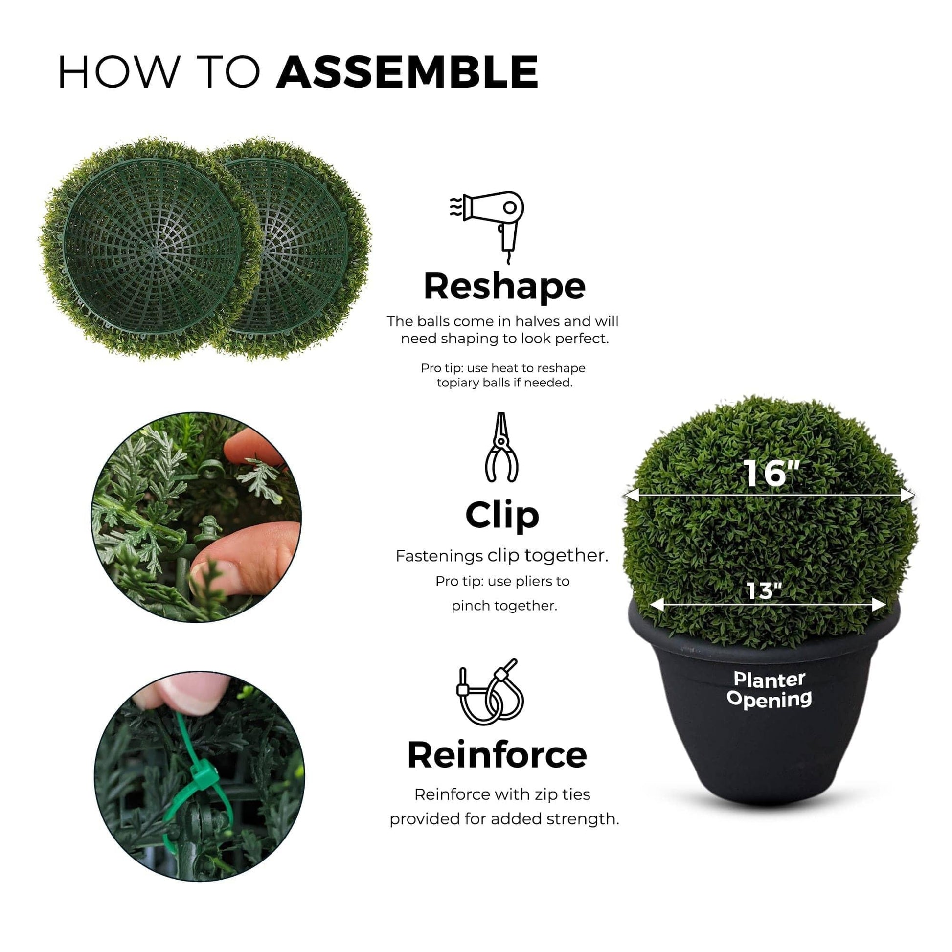 365 Curb Appeal Topiary ball 16" size large - Set of 2 Large Better Than A Boxwood Topiary Balls
