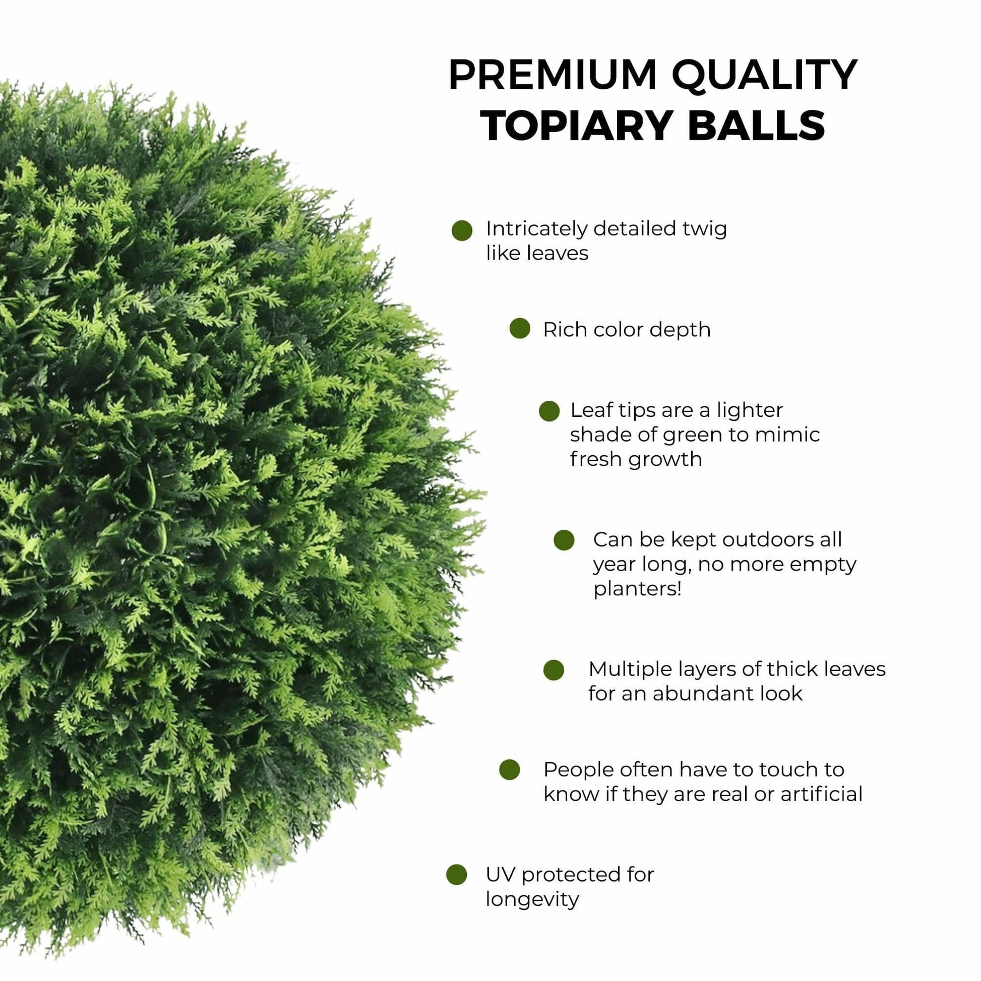 365 Curb Appeal Topiary ball 16" Size Large - Set of 2 Large Cedar Topiary Balls