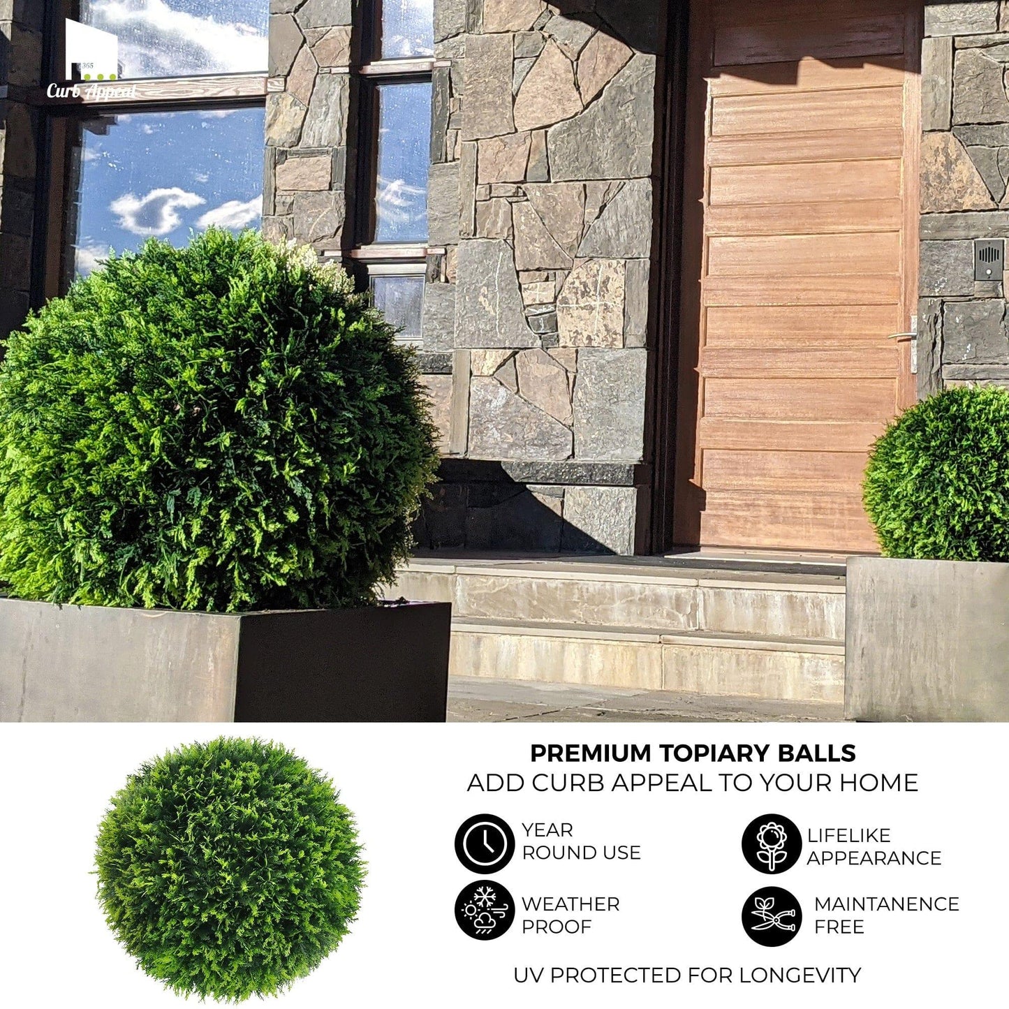 365 Curb Appeal Topiary ball 16" Size Large - Set of 2 Large Cedar Topiary Balls
