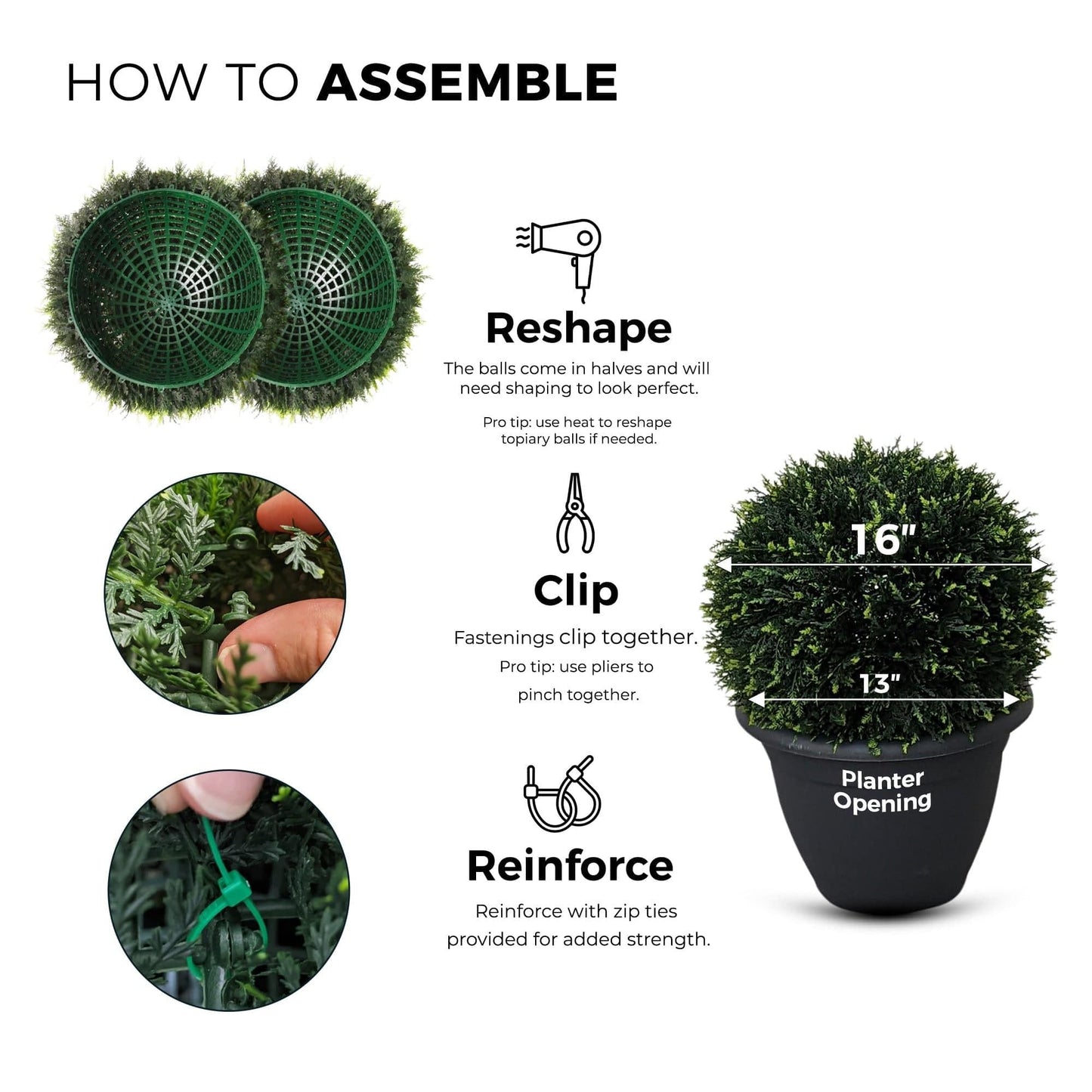 365 Curb Appeal Topiary ball 16" Size Large - Set of 2 Large Cedar Topiary Balls