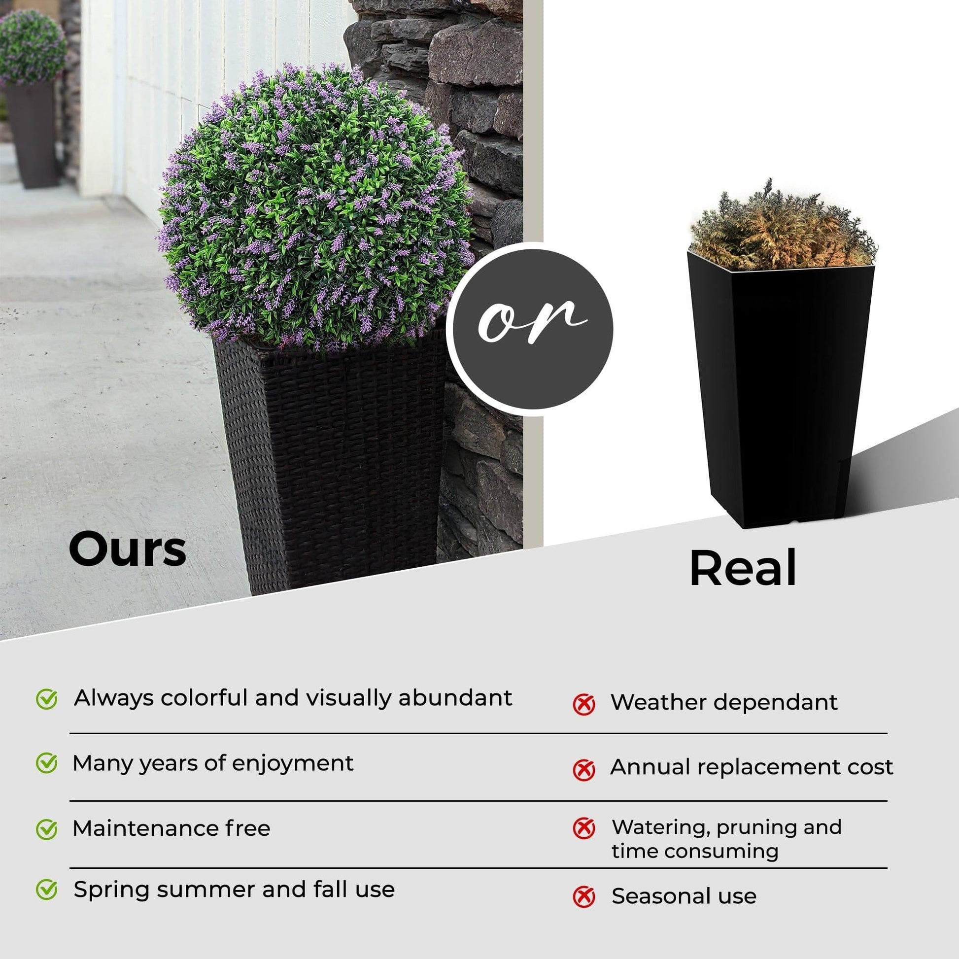 365 Curb Appeal Topiary ball 16" Size Large - Set of 2 Large Lavender Topiary Balls