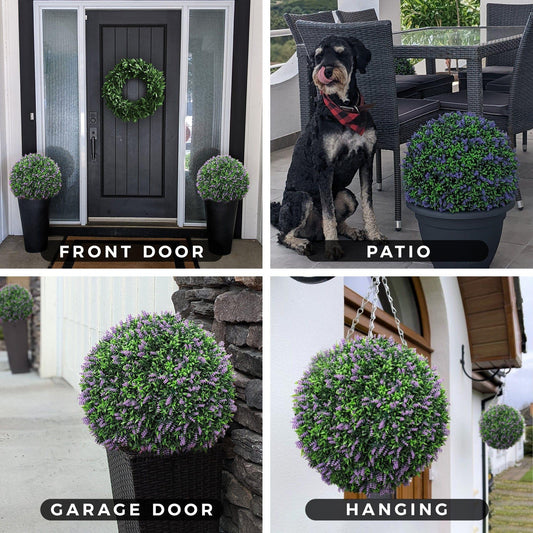 365 Curb Appeal Topiary ball 16" Size Large - Set of 2 Large Lavender Topiary Balls