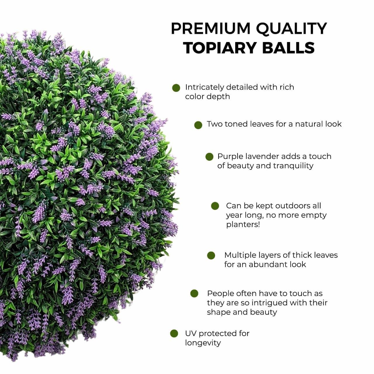 365 Curb Appeal Topiary ball 16" Size Large - Set of 2 Large Lavender Topiary Balls