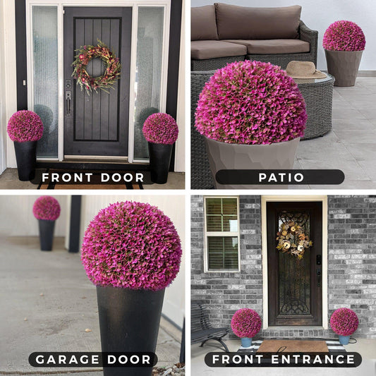 365 Curb Appeal Topiary ball 16" size large - Set of 2 Large Pink Topiary Balls