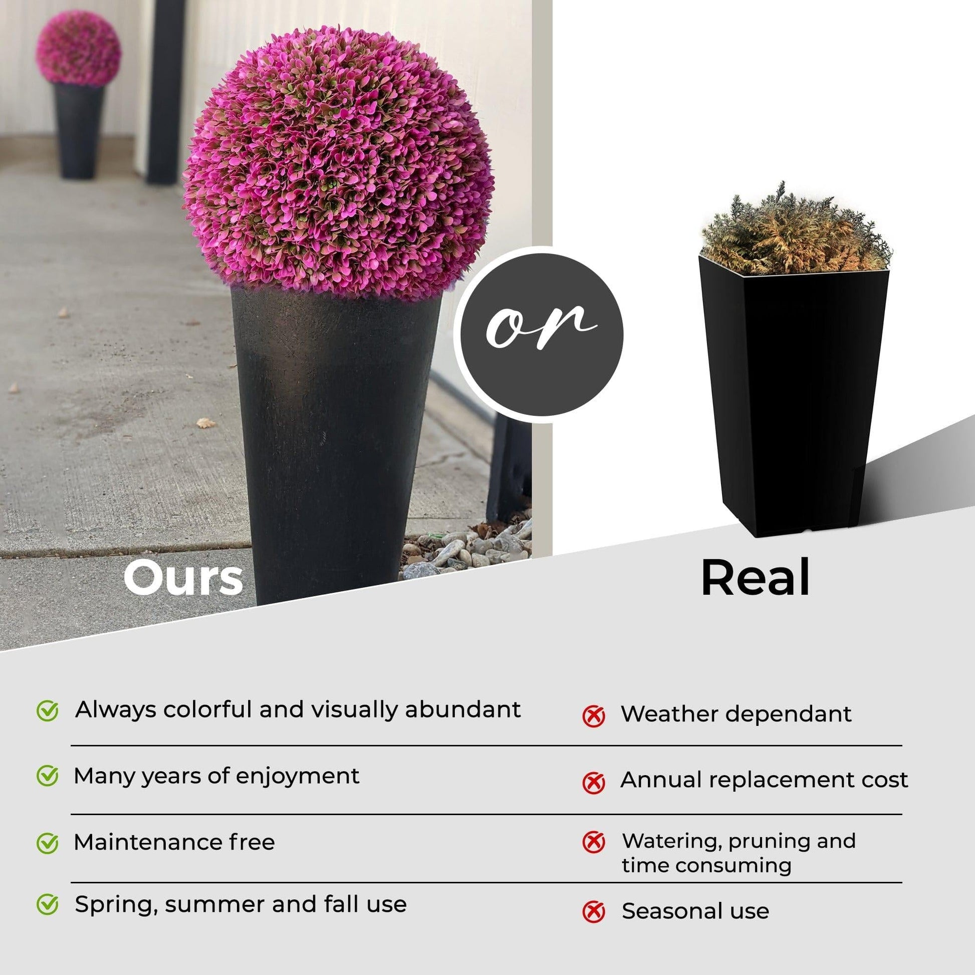 365 Curb Appeal Topiary ball 16" size large - Set of 2 Large Pink Topiary Balls