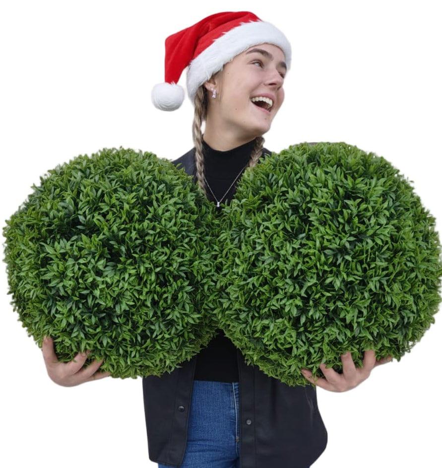 365 Curb Appeal Topiary ball 2 PACK (4 halves) 16” Pair of Large - Better Than A Boxwood Topiary Balls