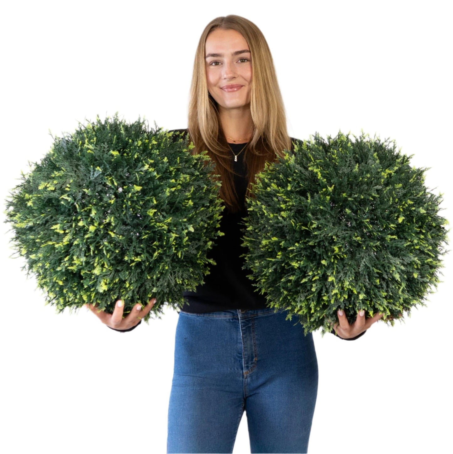 365 Curb Appeal Topiary ball 2 PACK (4 halves) 16” Pair of Large - Cedar Cypress Topiary Balls