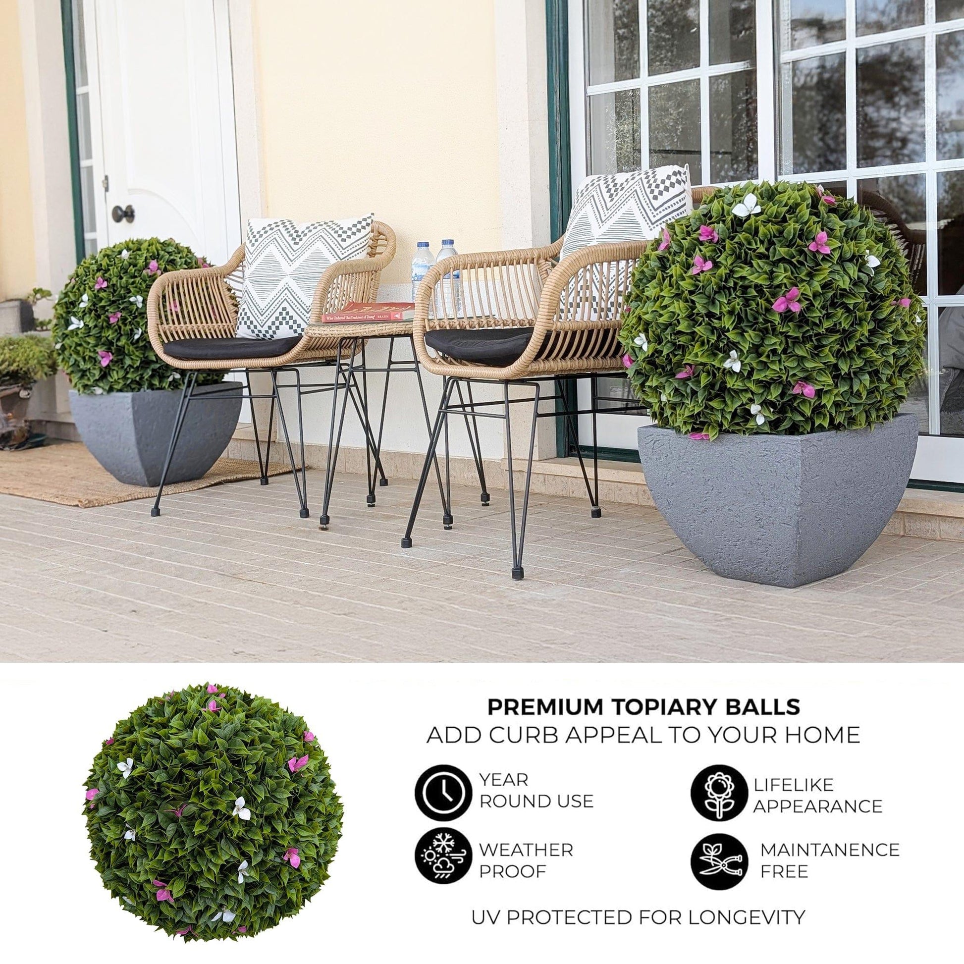 365 Curb Appeal Topiary ball 23" XL Purple and White flower topiary ball