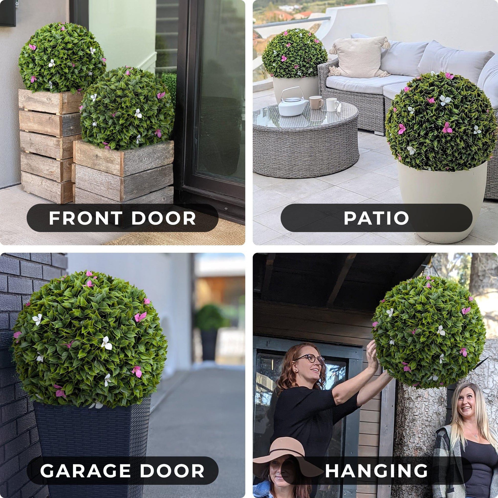 365 Curb Appeal Topiary ball 23" XL Purple and White flower topiary ball